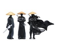 Bemvp Figuras En Miniatura, 3 Piezas De Resina, Estatua De Jardín Zen Japonés, Pequeña De Samurái, Modelo De Kimono para Pecera, Bonsái, Decoración De Acuario