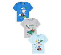 Ben and Holly's Little Kingdom - Paquete de 3 camisetas para niños y niñas, azul, 3-4 años