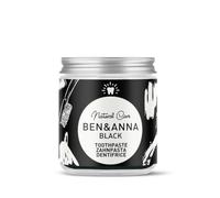 Ben & Anna Black - Pasta de dientes natural sin flúor en tarro - Blanqueamiento de carbón activado, vegano, sabor a menta natural, dientes blancos, paquete de 1 unidad