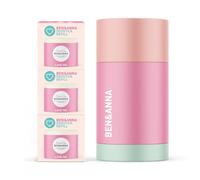 Ben & Anna Recarga desodorante - 1 x contenedor desodorante reutilizable + 3 x recambios «Love Me» de 40 g • Sin plástico, sin aluminio y vegano • Aroma afrutado y floral • Natural y sostenible (Love