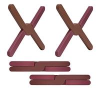 Ben & Bel Juego de 2 salvamanteles de silicona plegables en forma de X, antideslizantes, resistentes al calor, para sartenes calientes, platos, ollas, ideal para camping, caravana, marrón y marrón