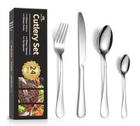 Ben & Bel - Juego de cubiertos de 24 piezas para 6 personas - Juego de vajilla de acero inoxidable con cuchillo, tenedor y cuchara - Fácil de limpiar y apto para lavavajillas