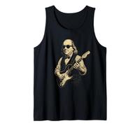 Ben Franklin Tocando la Guitarra Divertido 4 de Julio Retro Vintage Camiseta sin Mangas