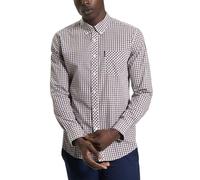 Ben Sherman Camisa casual de manga corta con botones para hombre, Rojo., L