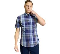 Ben Sherman Camisa de manga corta a cuadros para hombre, Twilight Denim, M