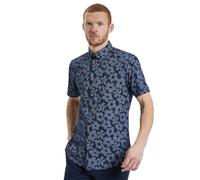 Ben Sherman Camisa de manga corta con estampado floral para hombre, cuello abotonado, ajuste moderno, azul marino oscuro, XL