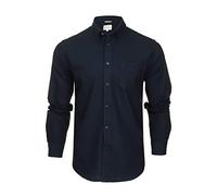 Ben Sherman Camisa Oxford con cuello abotonado para hombre, manga larga, ajuste regular, Azul marino oscuro (logotipo de bolsillo bordado), S
