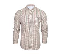 Ben Sherman Camisa Oxford con cuello abotonado para hombre, manga larga, ajuste regular, House Check - Rojo, L