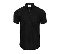 Ben Sherman Camisa Oxford de manga corta para hombre, Negro (logo de bolsillo bordado)., L