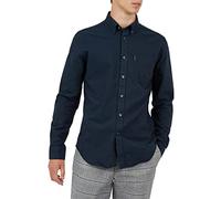 Ben Sherman Camisa Oxford de manga larga para hombre azul marino oscuro