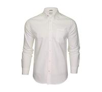 Ben Sherman Camisa Oxford de manga larga para hombre, Blanco (Logotipo de Bolsillo Bordado), XL