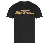 BEN SHERMAN Camiseta Regular Hombre Logo Bordado Negro Nueva