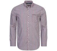 BEN SHERMAN Casa Cuadros Hombres Manga Larga Informal Camisa Rojo Blanco Azul a