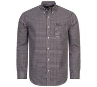 BEN SHERMAN Gingham Hombre Manga Informal Camisa Rojo Negro Blanco Cuadros Nuevo