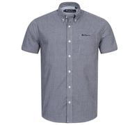 BEN SHERMAN Oxford Hombre Informal Camisa Manga Corta Azul Blanco a Cuadros