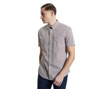 Ben Sherman Signature House - Camisa a cuadros para hombre, manga corta, cuello abotonado, Rojo., L
