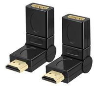 BENACES Paquete de 2 adaptadores HDMI de 90 ángulos 4K HDMI 2.0 macho a hembra, conector adaptador en ángulo recto que soporta rotación ajustable de 360 grados, para PS5, Xbox, PC, monitor, TV