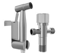 Benannco Grifo Bidet para WC - Ducha Bidet Acero Inoxidable - Grifo Portatil para WC - Kit Ducha de Lavabo con Soporte - Adaptador y Manguera Extensible - Pulverizador para Bidet de Mano.