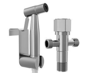 Benannco Grifo Bidet para WC - Ducha Bidet Acero Inoxidable - Grifo Portatil para WC - Kit Ducha de Lavabo con Soporte - Adaptador y Manguera Extensible - Pulverizador para Bidet de Mano.