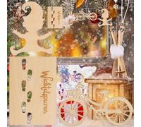 Benaton 4 Piezas Madera Navidad Elf Stencil Huellas, Plantilla de Gnomo Navidad, Elfo Plantillas de Spray de Nieve Huellas Para Ventanas, Gnomo Huellas Plantillas Navidad de Madera Accesorios