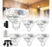 Benaton 6 Piezas MR16 Halogena Reflector, Bombillas Halógenas GU5.3 12V 20W Regulable, GU5.3 Bombilla Foco Regulable Blanco Cálido 2700K, Ahorro de Energía Halógena MR16
