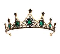 Benaton Tiara Barroca de Cristal Verde para Boda, Corona Barroca de Reina, Corona Tiara Nupcial y Novia