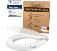 BenaVita Asiento elevador de inodoro de 5 cm de Duroplast, asiento elevado para sentarse cómodamente con descenso automático, soporta hasta 175 kg