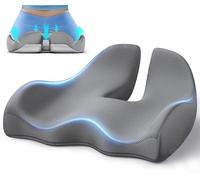 Benazcap Cojín de Asiento, Cojín de Coxis Ergonómico para Silla de Oficina y Automóvil, Alivia el Dolor Ciática, Lavable Cojin Coxis de Espuma Memoria, Soporte Lumbar para Largos Periodos Sentado,Gris