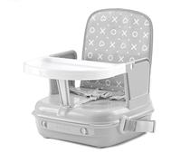 BenBat Feed & Go - Asiento elevador con bandeja extraíble y almacenamiento automático, ligero y cómodo para cenar fuera sobre la marcha. Completo con asa de transporte, color gris