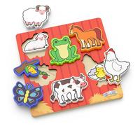 BenBen 12 Pcs Puzzles de Madera Juguetes Bebes, Puzzle Infantil Animales Juguetes Educativos Montessori para Niños 1 2 3 años, Rompecabezas Madera Juguetes Regalo