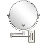 Benbilry Espejo de tocador de Maquillaje de tamaño Grande de 9 Pulgadas, Espejo de Afeitado de Doble Cara con Aumento 1X/10X para baño, Brazo Extensible Giratorio de 360°, Acabado de níquel