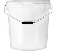 BenBow - Cubo con tapa 1x 30 litros blanco - apto para alimentos, estable, hermético, estanco, inodoro - contenedor de almacenamiento de plástico con asa de metal - vacío - contenedor de