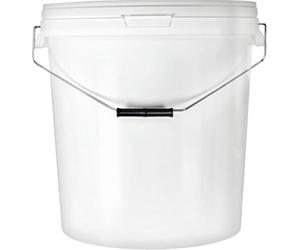 BenBow Cubo con Tapa 20l Blanco 10x 20 litros - Seguro para los Alimentos, Estable, hermético, a Prueba de Fugas - contenedor de Almacenamiento de plástico, con asa de Metal - vacío