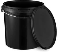 BenBow Cubo con Tapa 20L Negro 1x 20 litros -Seguro para los Alimentos, Estable, hermético, a Prueba de Fugas - contenedor de Almacenamiento de plástico, con asa de Metal - vacío