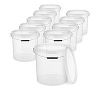 BenBow Cubo con Tapa 20l Transparente 10x 20 litros - Seguro para los Alimentos, Estable, hermético, a Prueba de Fugas - contenedor de Almacenamiento de plástico, con asa de Metal - vacío
