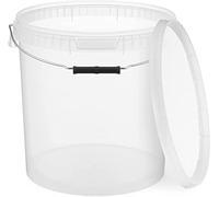 BenBow Cubo con Tapa 20l Transparente 1x 20 litros - Seguro para los Alimentos, Estable, hermético, a Prueba de Fugas - contenedor de Almacenamiento de plástico, con asa de Metal - vacío