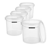 BenBow Cubo con Tapa 20l Transparente 5X 20 litros - Seguro para los Alimentos, Estable, hermético, a Prueba de Fugas - contenedor de Almacenamiento de plástico, con asa de Metal - vacío