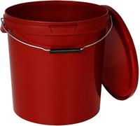 BenBow Cubo con Tapa de 30 l, Rojo, 5 x 30 litros - Apto para Alimentos Estable hermético antigoteo Inodoro Recipiente de Almacenamiento de plástico con Mango de Metal vacío - para Uso doméstico
