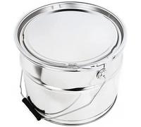 BenBow Cubo de hojalata de 4X 10 L con Tapa y Anillo de sujeción - hermético, Opaco, vacío, Redondo - contenedor de Almacenamiento con asa de Metal