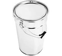 BenBow Cubo de hojalata de 4X 25 L con Tapa y Anillo de sujeción - hermético, Opaco, vacío, Redondo - contenedor de Almacenamiento con asa de Metal