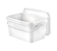BenBow Cubo Rectangular con Tapa 1x 5l Blanco - Apto para Contacto con Alimentos, Caja de plástico apilable con asa - vacío