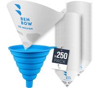 BenBow Tamiz De Pintura - Filtro De Papel Desechable con Tejido De Nailon Y Práctico Embudo De Silicona - para Filtrar La Pintura Y Las Impurezas De La Pintura (190µ, 250)