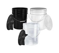 BenBow - Lote de 3 seaux de Lavage de Voiture de 20 l - Transparente, Noir et Blanc Avec 3 Tamis à saleté - Pour Lavage à la Main Professionnel de Voiture - au Lave-Auto à la Main - et Dans l'atelier