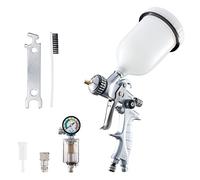 BenBow Set Pistola de Pintura PK60 HVLP 1,4 mm + 1,8 mm Boquilla + 600 ml Taza de Pintura + maletín + regulador de presión de Aire con manómetro + Separador de Aceite y Agua - para Pintar Coches