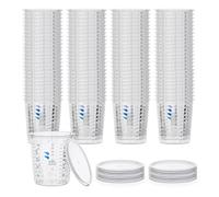 BenBow Vasos medidores profesionales 400 x 680 ml con 48 x tapas con escala variada - Vaso mezclador de pintura, vaso medidor, vaso de pintura desechable