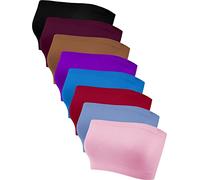 Bencailor 8 Sujetadores sin Tirantes de Bandeau Mujer Top de Tubo sin Relleno sin Costura Deportivo (Colores Elegantes, XL)