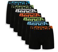 Bench,Paquete múltiple de calzoncillos tipo bóxer de algodón transpirable para hombre, ajuste clásico de 7, 9 y 10 unidades de calzoncillos casuales,Paquete de 7 unidades, color negro
