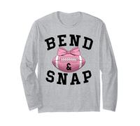 Bend and Snap Football Game Day Coquette Bow Pink Football Manga Larga