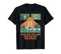 Bend Oregon Retro-Vintage Montañas y Cerveza para los amantes de la naturaleza Camiseta