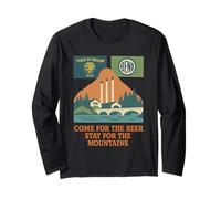 Bend Oregon Retro-Vintage Montañas y Cerveza para los amantes de la naturaleza Manga Larga